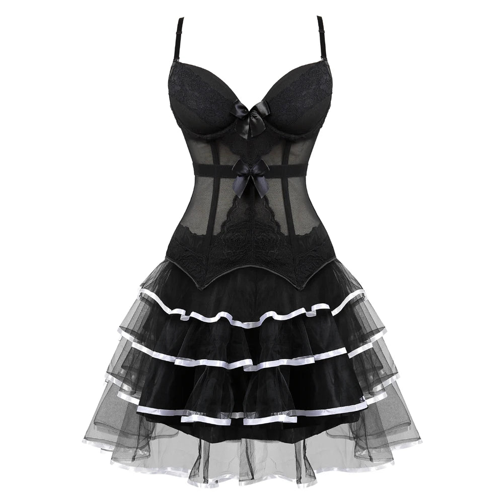 Overbust Corset & Tutu Skirt Set | Straps Cup | Burlesque