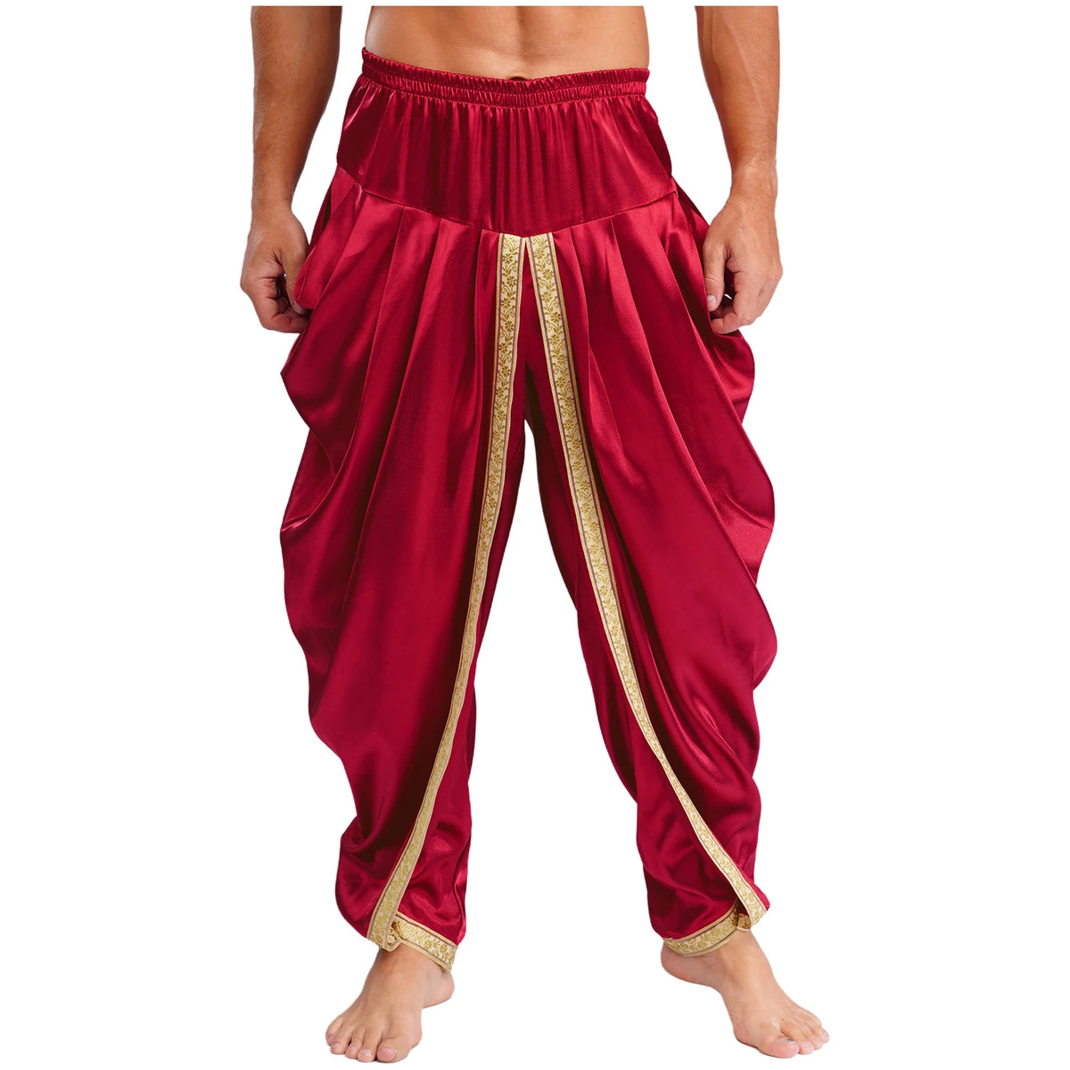 Men's Satin Dhoti Pants | Draped | Elastic Waist
