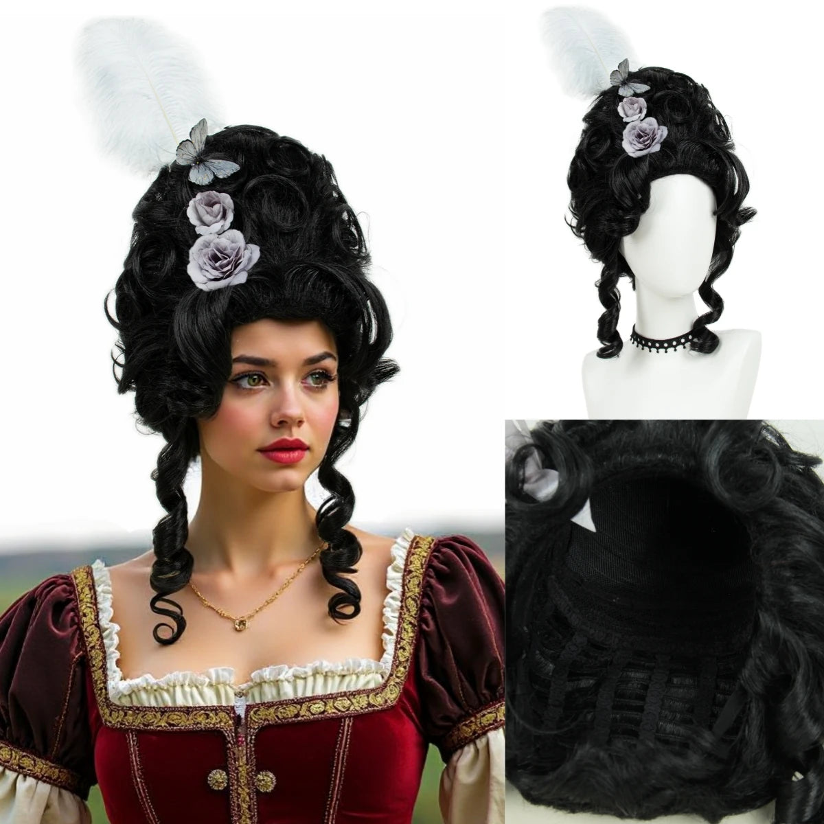 Victorian Rococo Beehive Wig | 18th Century Baroque | Curly Synthetic