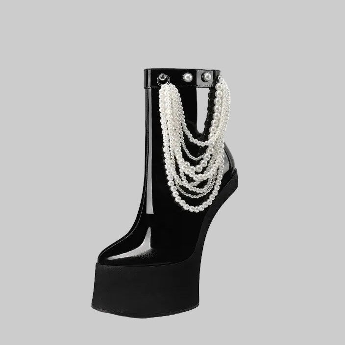 Over-the-Knee Platform Boots - Hoof Heel Runway Boots with Side Zipper