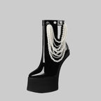 Over-the-Knee Platform Boots - Hoof Heel Runway Boots with Side Zipper
