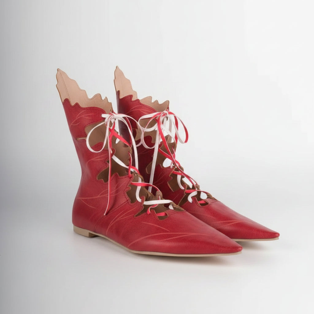 Pointed Elf Witch Shoes | Lace-Up | Medieval Cosplay