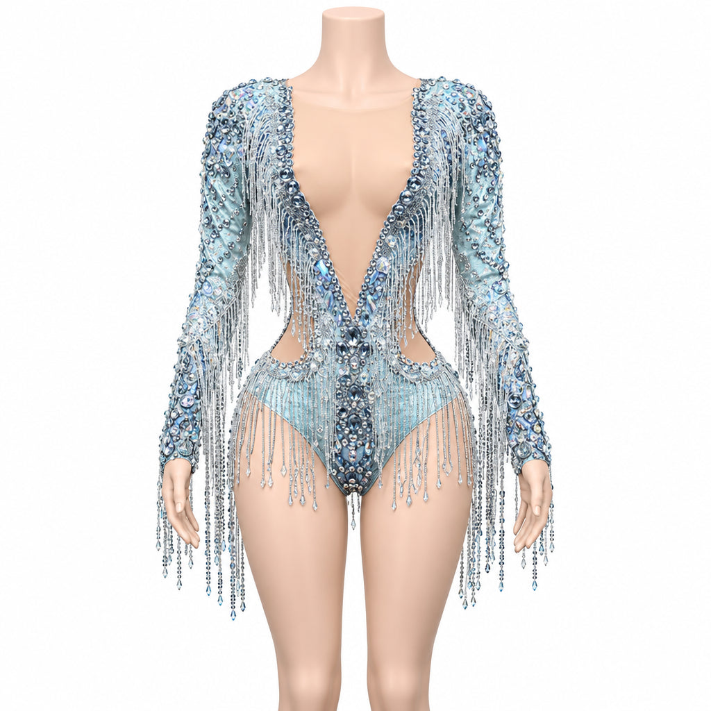 Sparkly Fringe Bodysuit | Long Sleeves