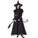 Gothic Witch Costume Set | Lace Dress, Hat & Belt | Halloween