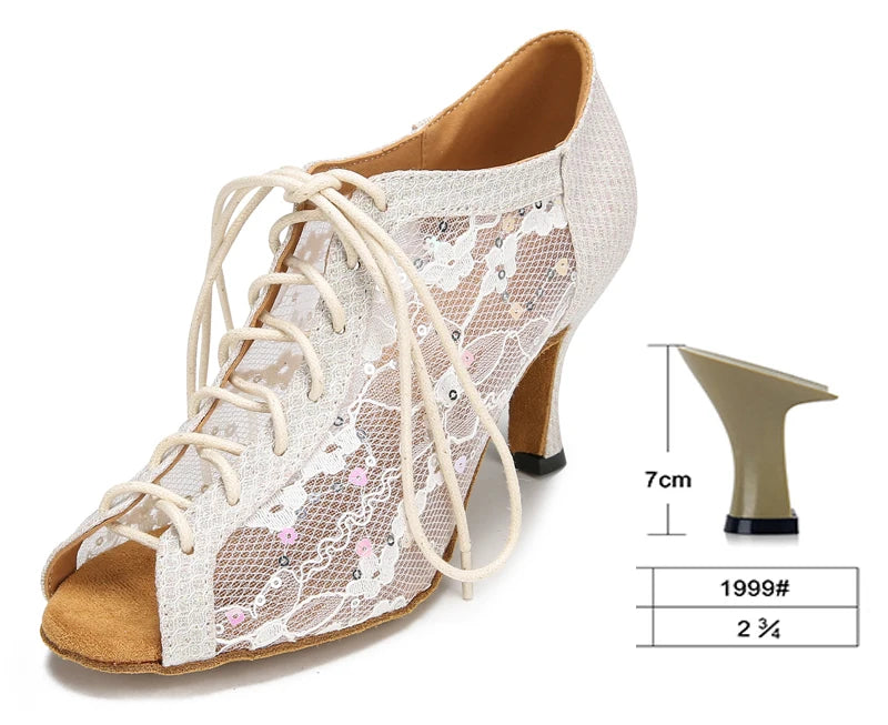 Glitter Latin Dance Boots | Lace-Up | Cuban Heel | Silver, Gold & Black