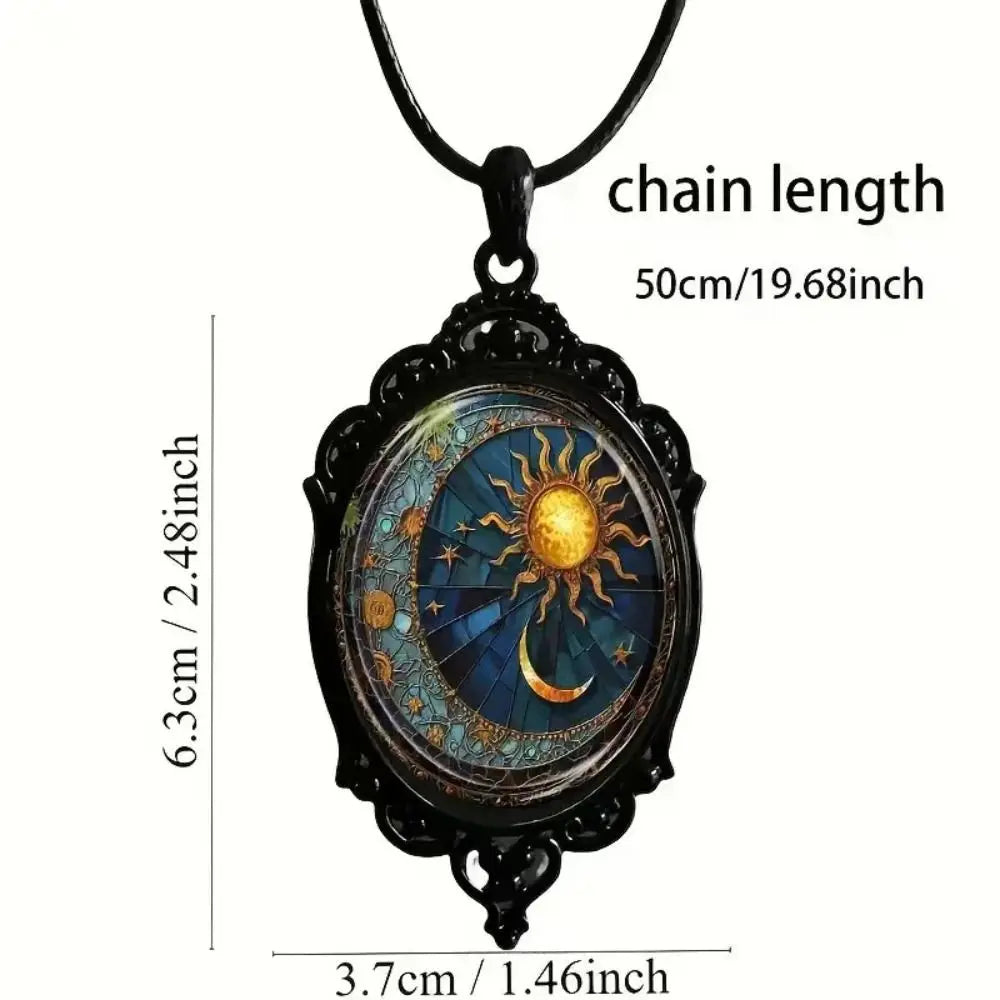 Gothic Glass Cameo Pendant Necklace | Sun Moon Witch | 7 Designs