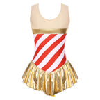 Candy Cane Dance Dress | Gold Ruffle