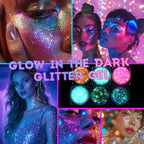 Glow-in-the-Dark Chunky Glitter Gel Set | 6pcs Body Glitter