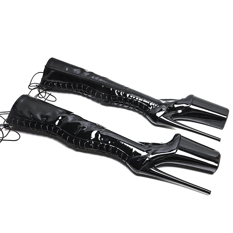 Patent Leather Thigh-High Boots - 26cm Pole Dance Heels