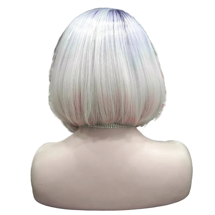 12" Ombre Purple Bob Lace Front Wig - Heat Resistant Synthetic Wig for Performers