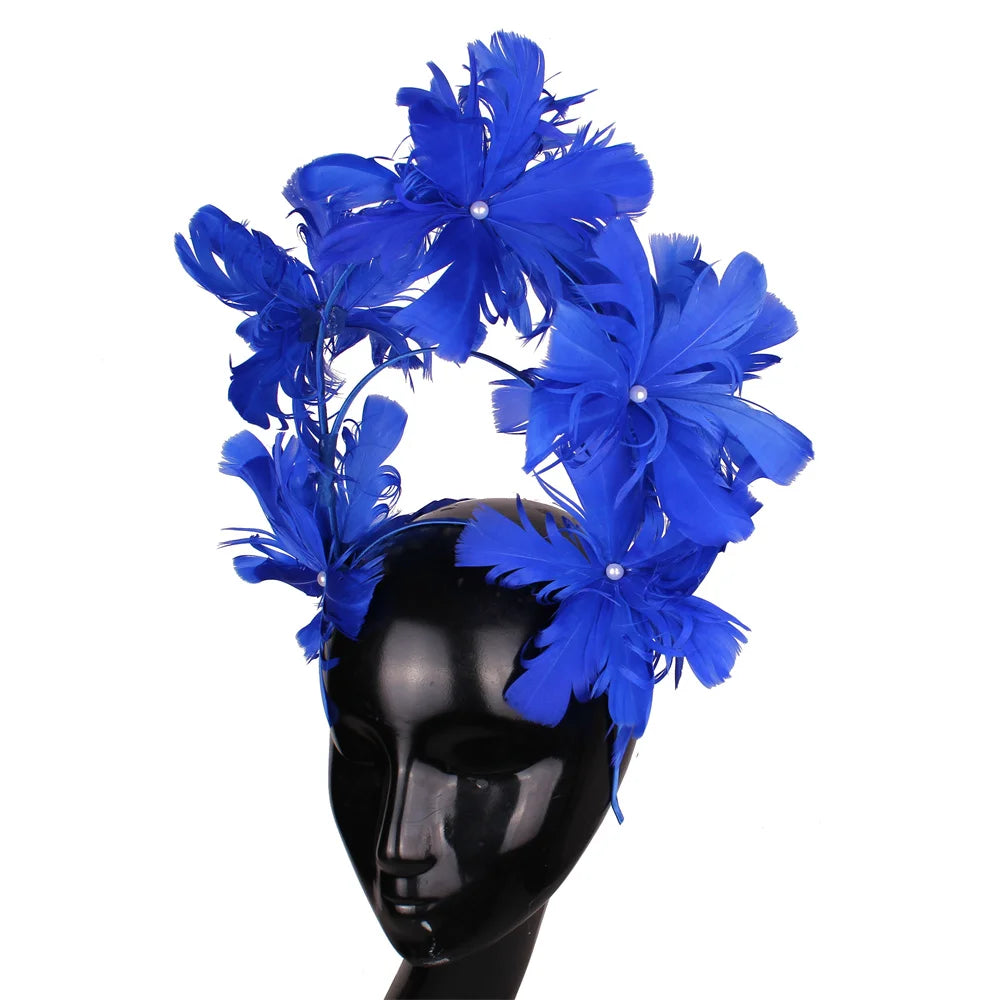 Feather Flower Headdress | Stage & Bridal Headpiece | 16 Colors