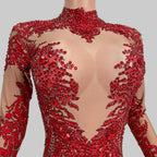 Rhinestone Print Bodycon Jumpsuit - Sparkly Spandex Catsuit for Club & Stage