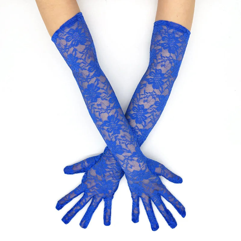Lace Floral Opera Gloves — One Size | 7 Colors