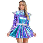 Metallic Space Alien Dress | Long Sleeve A-Line Costume