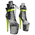 20CM Platform Ankle Boots - Snake Print High Heel Pole Dance Boots