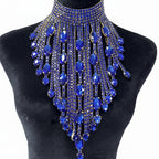 Crystal AB Tassel Necklace - Stunning Long Irregular Rhinestone Choker for Stage & Wedding