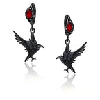 Crow Earrings | Black Wings & Red
