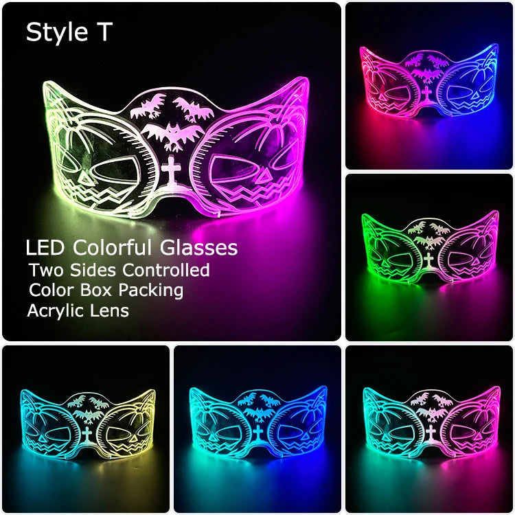 LED Acrylic Visor Glasses | 12-Mode Light-Up Rave Eyewear