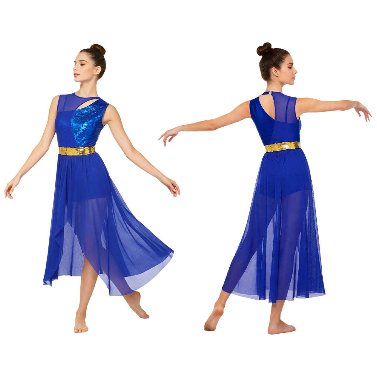 Lyrical Dance Dress | Rhinestone Asymmetric Skirt