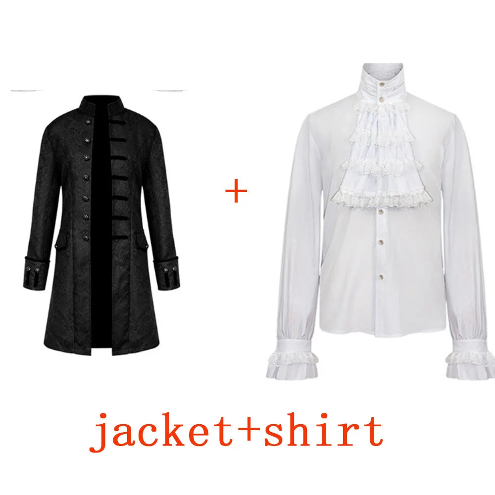 Victorian Steampunk Trench Coat & Shirt | Medieval Renaissance Costume | S–4XL
