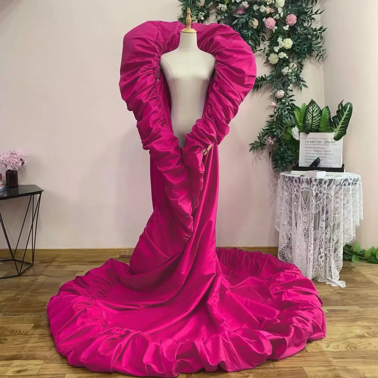 Ruffled Taffeta Cape | Drag Pageant Cloak | High Collar | 230cm
