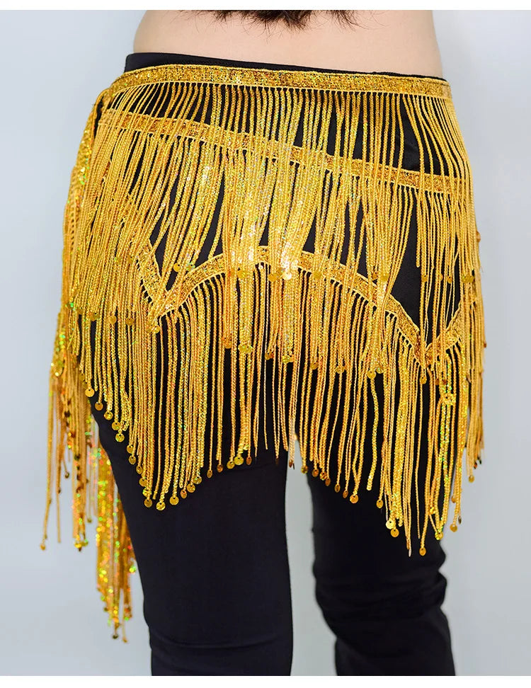 Fringe Shimmy Hip Scarf | Sequin Tassel Belt | Belly Dance