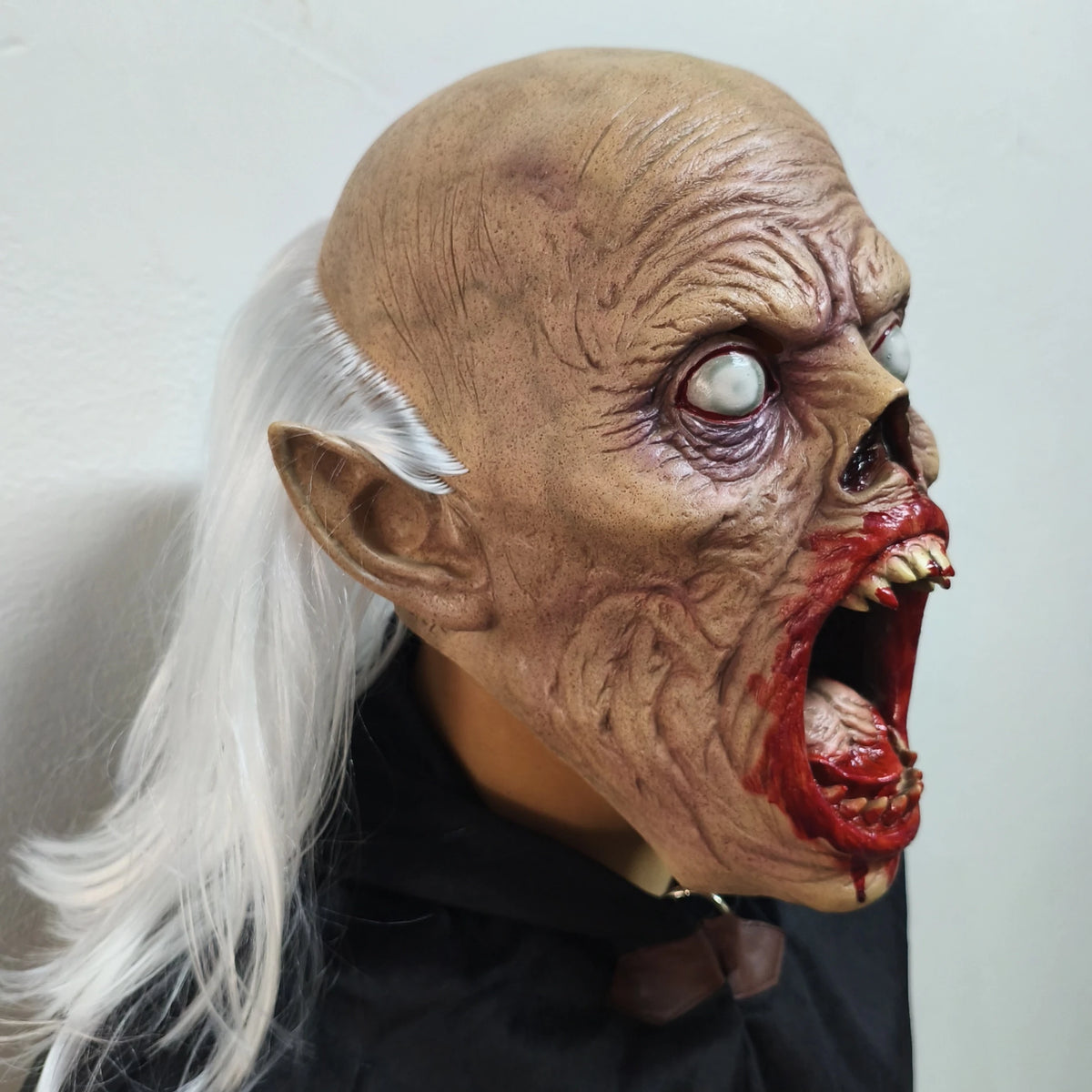 White-Hair Zombie Mask | Open Mouth