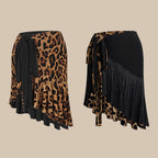 Women's Latin Dance Fringe Tassel Skirt — Leopard Stage Performance
