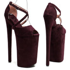 26CM Platform Pole Dance Heels - Suede High Heel Exotic Dancer Sandals