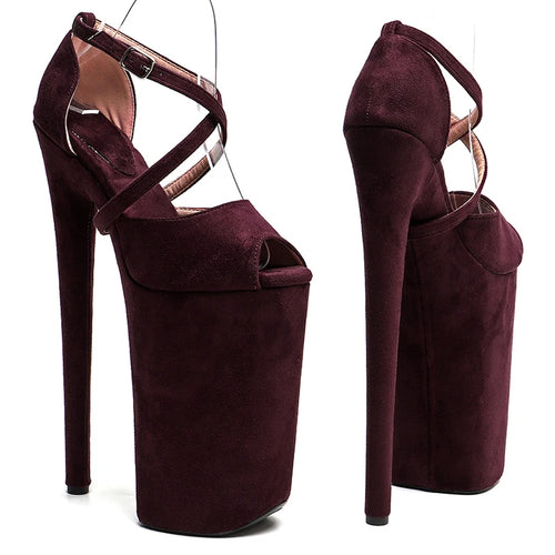 26CM Platform Pole Dance Heels - Suede High Heel Exotic Dancer Sandals