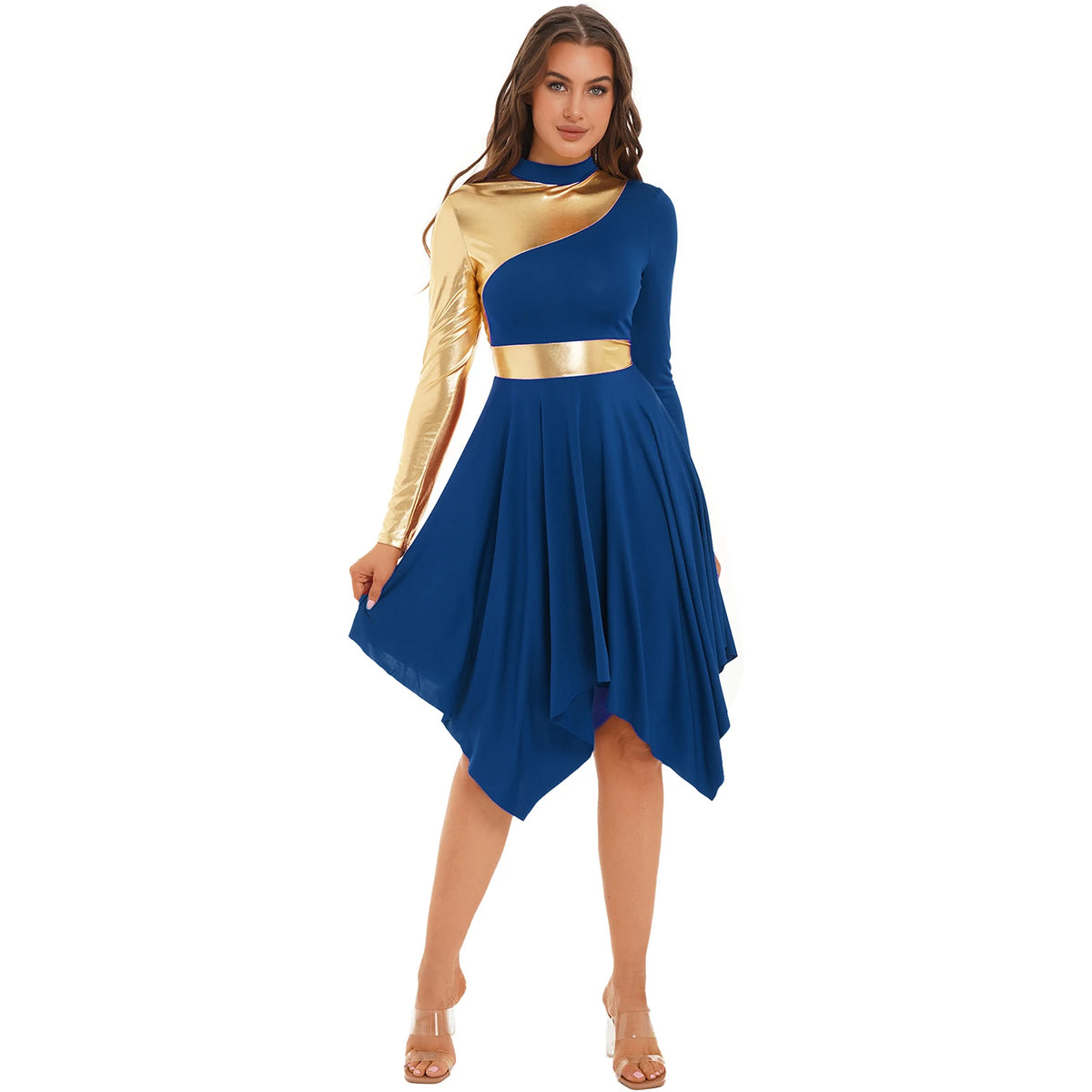 Color Block Dance Dress | Asymmetric Hem | Built-In Briefs
