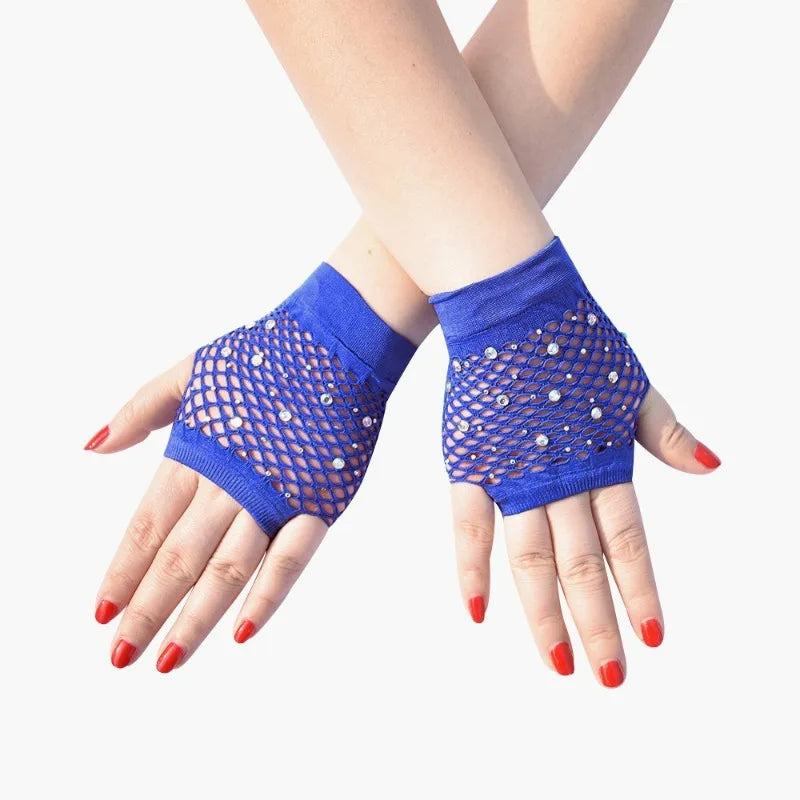 Rhinestone Fishnet Gloves | Fingerless