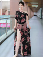 Baladi Saidi Dress | Floral Print Long Robe with Panties