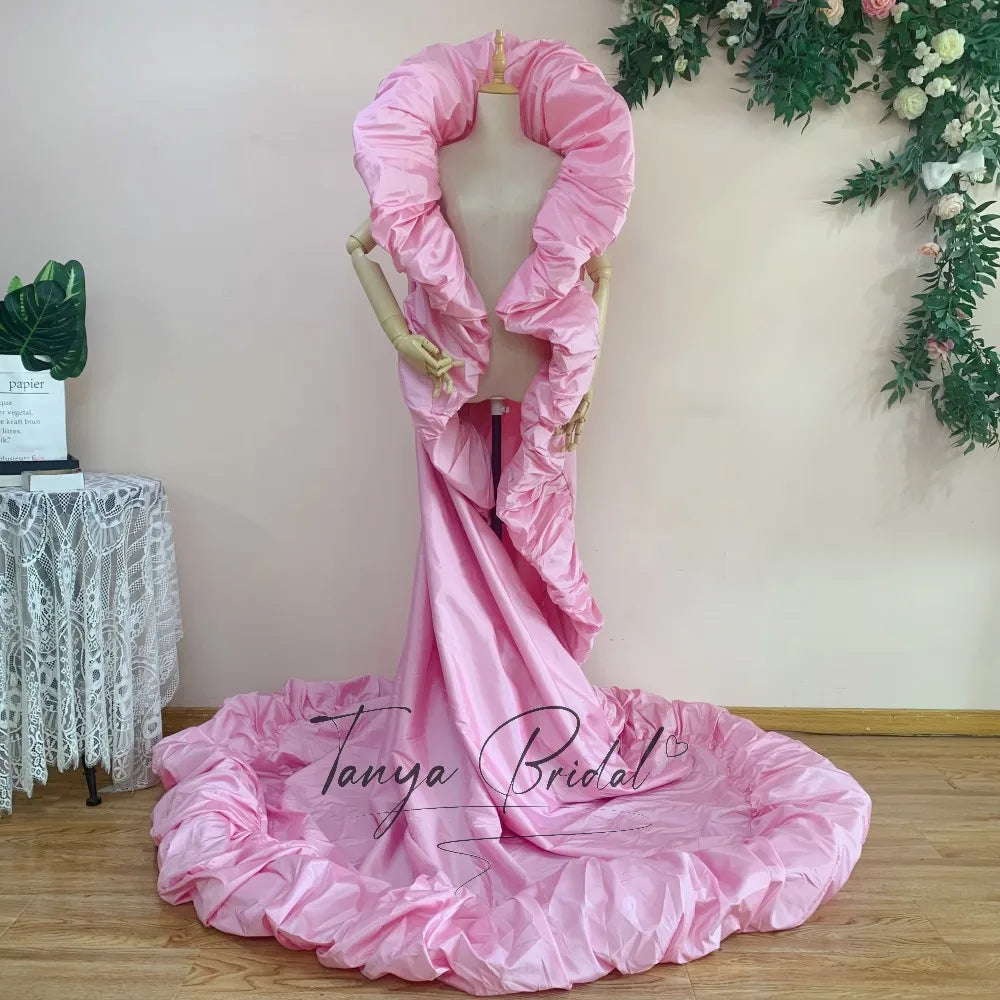 Ruffled Taffeta Cape | Drag Pageant Cloak | High Collar | 230cm