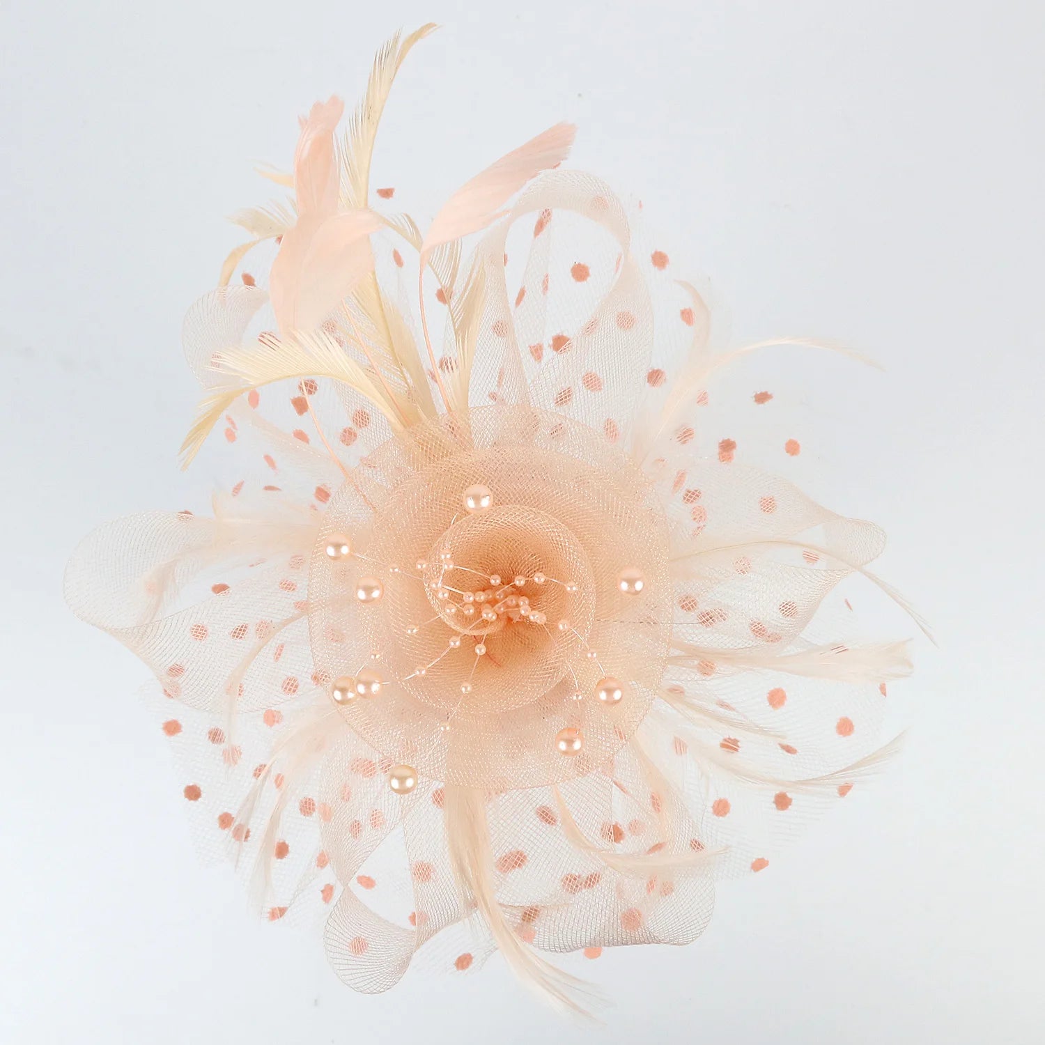 Feather Flower Fascinator Hat | Floral Mesh Headband | 36 Colors