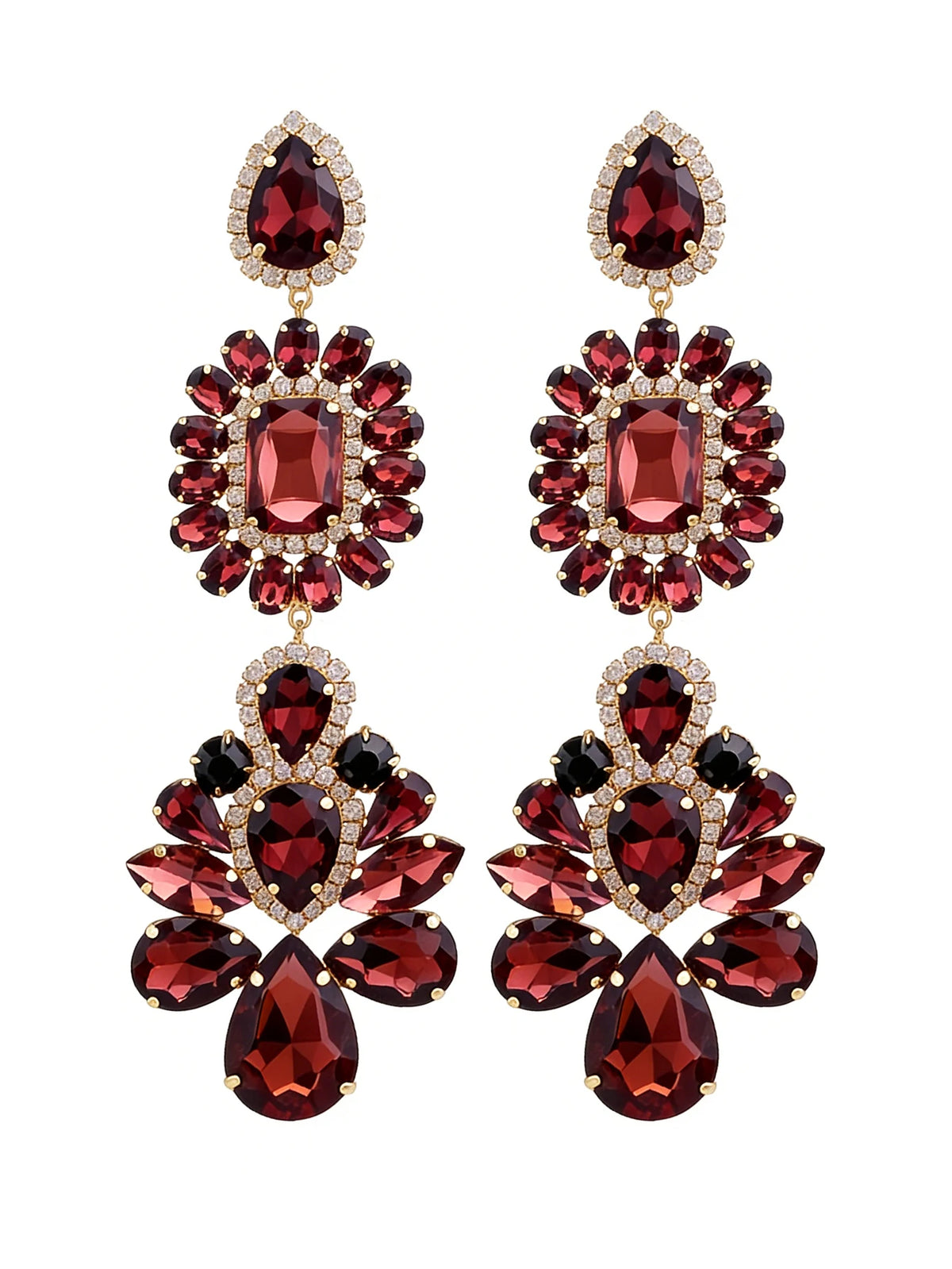 Rhinestone Water Drop Earrings | Clip or Pin
