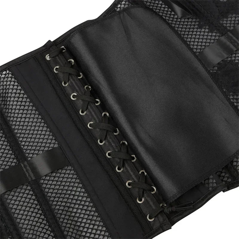 Mesh Underbust Corset | 16-Bone | Hollow Out | Plus Size