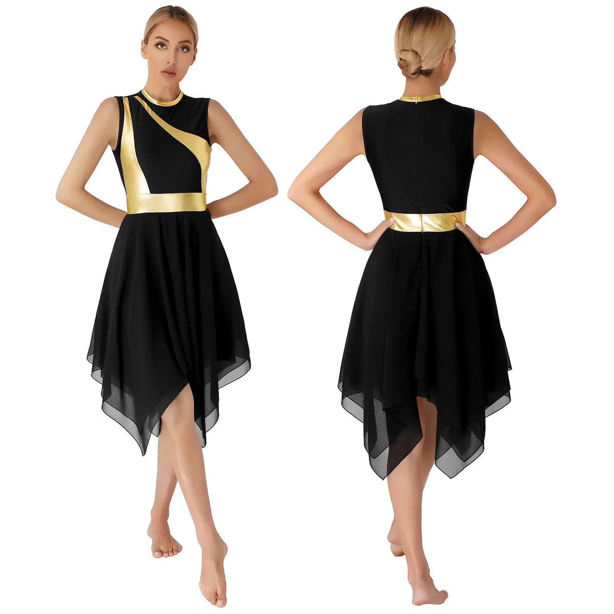 Lyrical Praise Dance Dress | Asymmetric Hem | Multi-Color