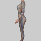 Rhinestone Print Jumpsuit - Luxury Performance Wear