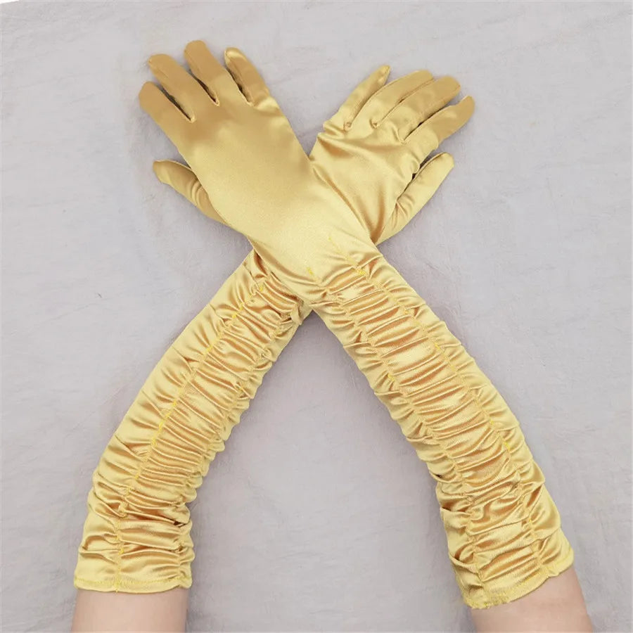 Long Satin Opera Gloves - Dance & Performance Stretch Gloves