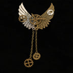 Steampunk Wings & Gears Brooch | Lapel Pin