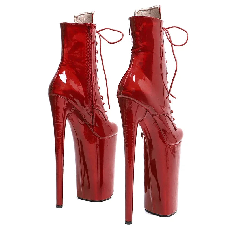 10-Inch Shiny Ankle Boots - Platform Dance Boots