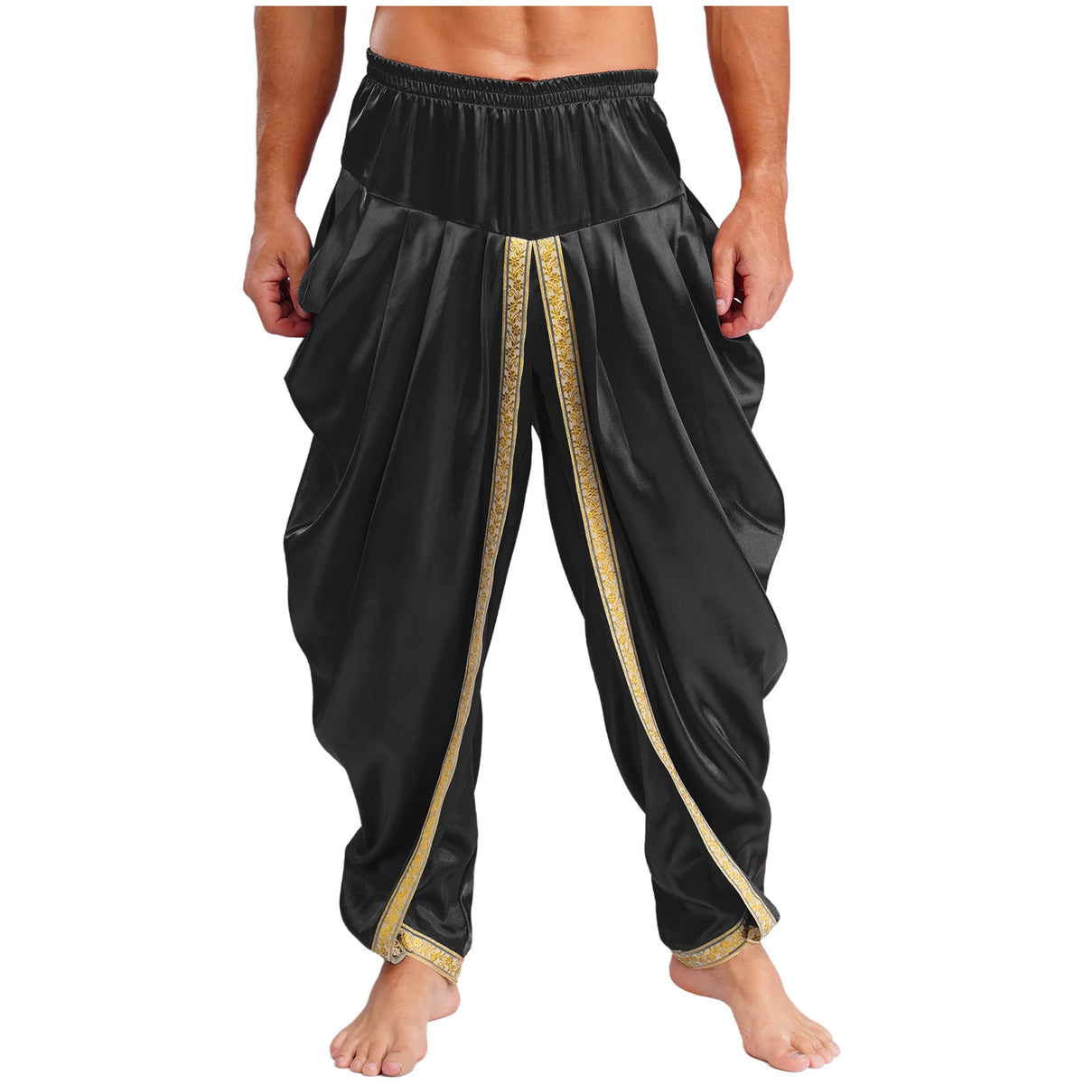 Men's Satin Dhoti Pants | Draped | Elastic Waist