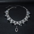 Rhinestone Necklace | Black Teardrop Statement