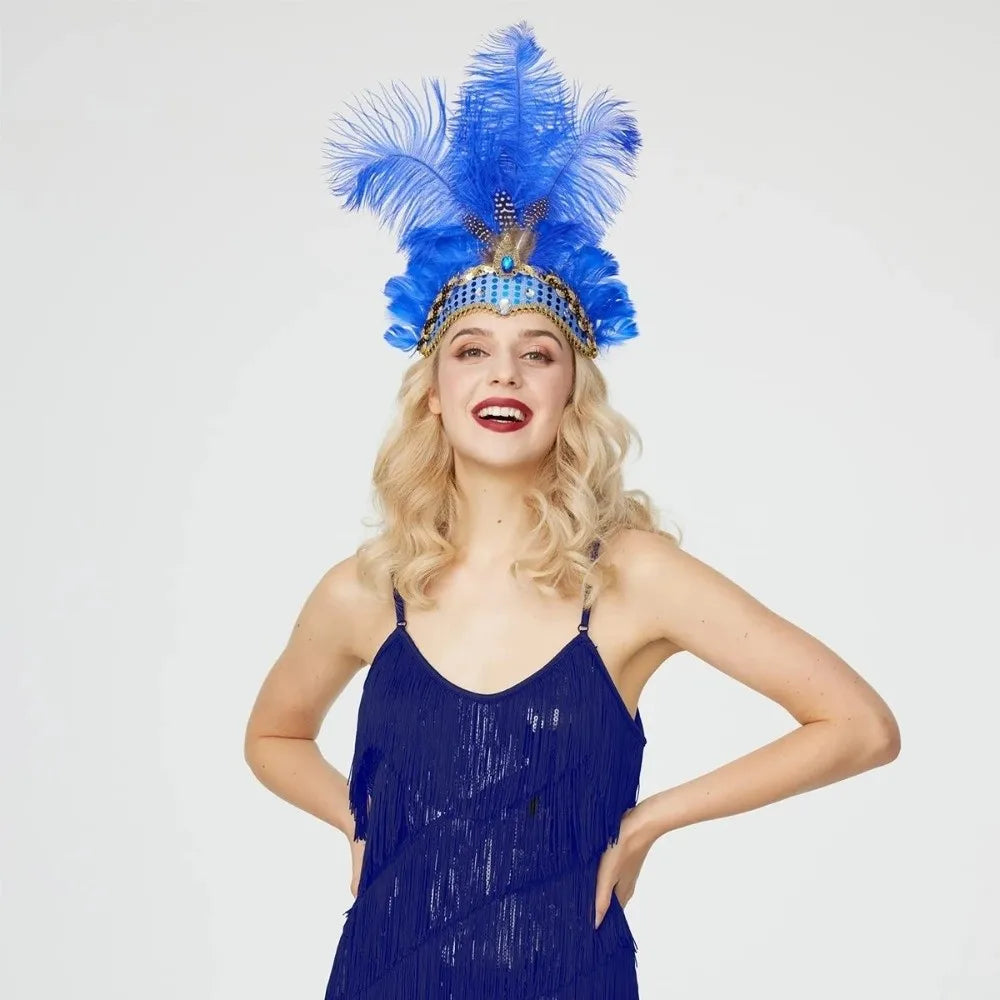 Showgirl Headpiece | Feather Fan Crown