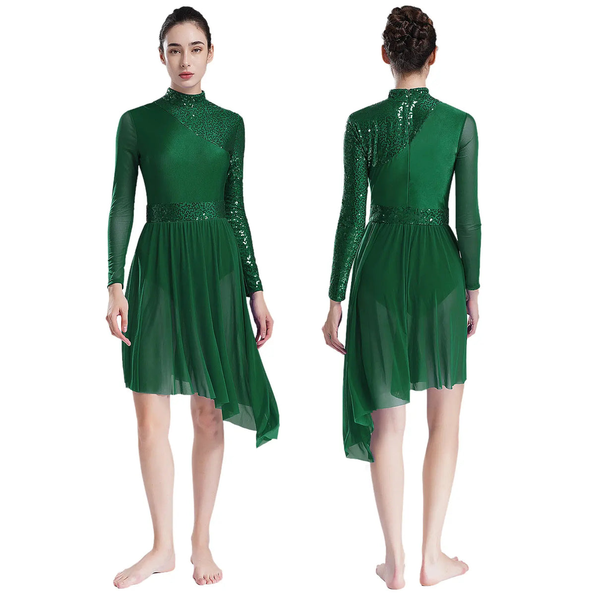 Sequin Lyrical Dress | Mesh Skirt | Long Sleeve