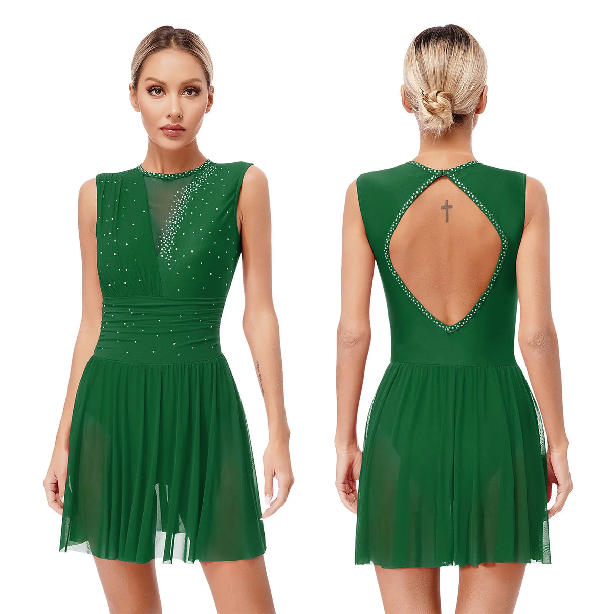Lyrical Dance Dress | Rhinestone Mesh Skirt