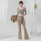 Belly Dance Training Suit | Floral Top & Flared Pants