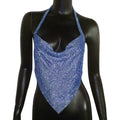Rhinestone Backless Camisole Crop Top - Deep V-Neck Glitter Tank