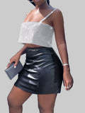 Metal Sequin Patchwork Crop Top - Backless Handmade Camisole